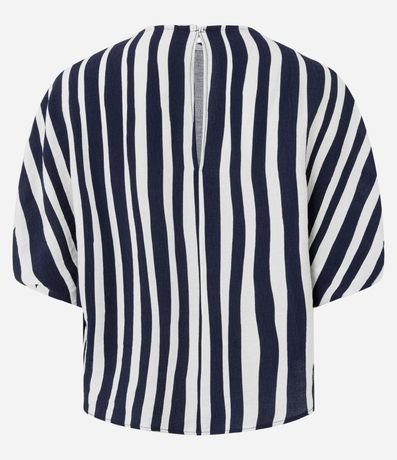 Blusa Manga Corta Maquinetado con Estampado Rayada 6