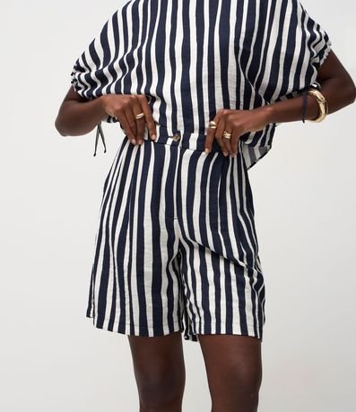 Short Maquinetado con Estampado de Rayas y Cintura Elástica 3