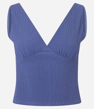 Blusa Texturizada con Escote V y Recorte no Busto 4