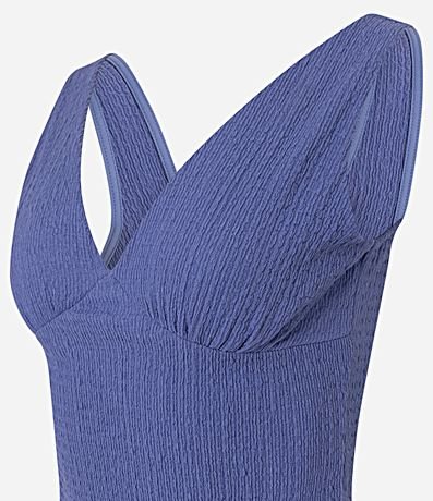 Blusa Texturizada con Escote V y Recorte no Busto 5