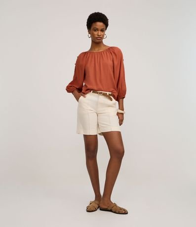 Blusa en Viscolino con Botones en las Mangas Abullonadas 3