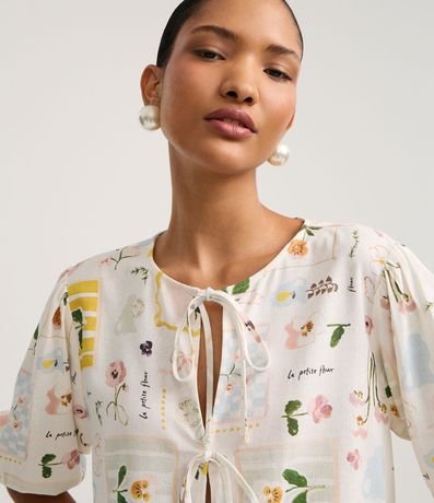Blusa en Viscolino con Lazo y Estampado Floral 3