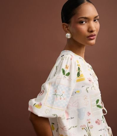 Blusa en Viscolino con Lazo y Estampado Floral 5