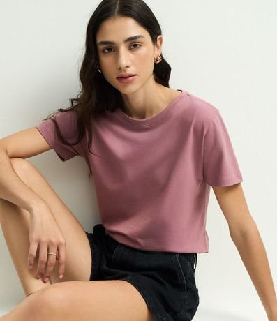 Blusa Alargada Básica en Algodón con Cuello Redondo y Manga Corta 3