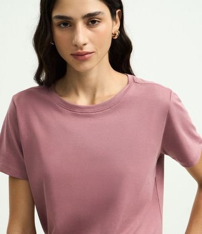 Blusa Alargada Básica en Algodón con Cuello Redondo y Manga Corta 4