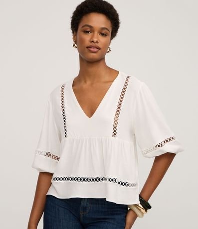 Blusa Texturizada en Viscosa con Entremedios