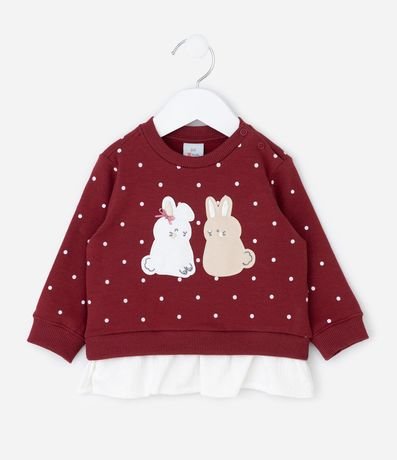 Conjunto Infantil con Conejitos Aplicados y Pantalón de Lunares – Talle 0 a 18 Meses 3