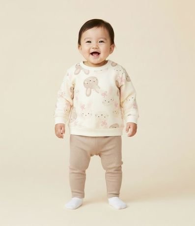 Conjunto Infantil en Algodón con Estampado de Conejo - Talle 0 A 18 Meses 1