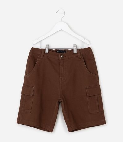 Bermuda Infantil en Sarga Liso con Bolsillos Cargo - Talle 5 a 14 años 2