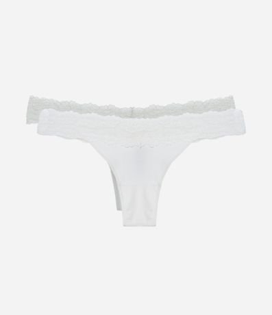 Kit 02 Bombachas Bikini Hilo con Encaje en la Cintura