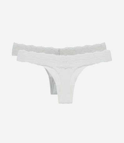 Kit 02 Bombachas Bikini Hilo con Encaje en la Cintura 2