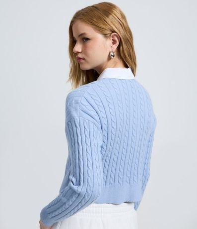 Buzo Cropped en Punto con Cuello Polo Contrastante 4