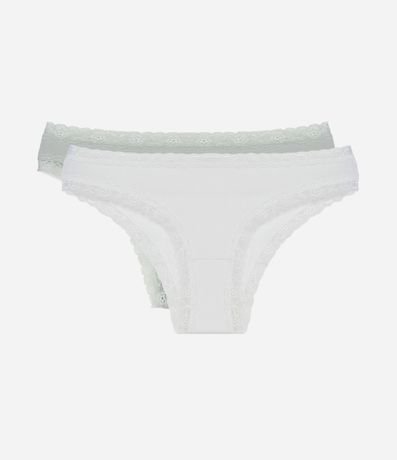 Kit 02 Bombachas Bikini en Algodón con Encaje Lateral