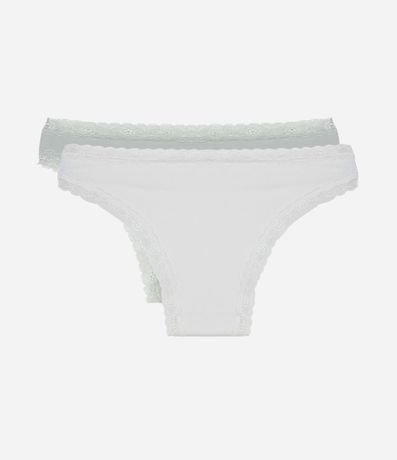 Kit 02 Bombachas Bikini en Algodón con Encaje Lateral 2