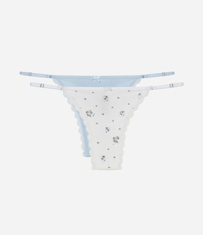 Kit 02 Bombachas Colaless Hilo Doble en Algodón Floral con Encaje