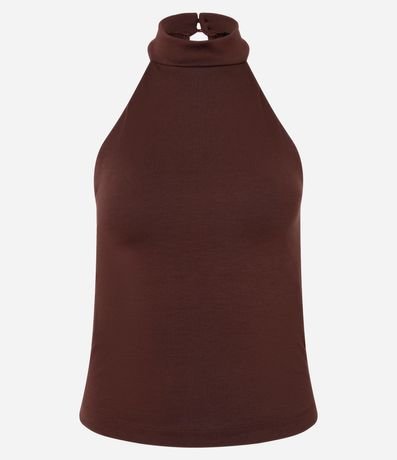 Blusa sin Manga en Punto Roma con Cuello Halter