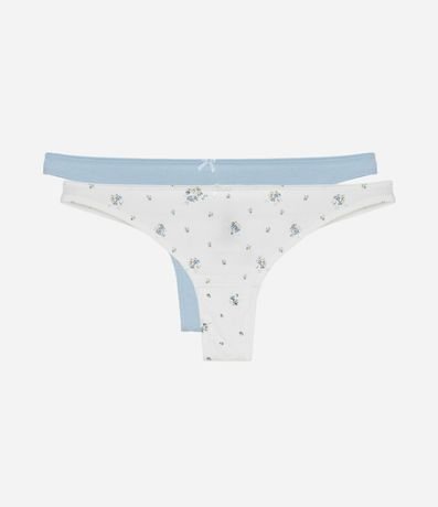 Kit 02 Bombachas Bikini Hilo Doble en Algodón con Estampado Floral