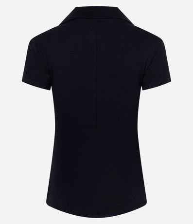 Blusa Peplum en Rib con Cuello Polo 5