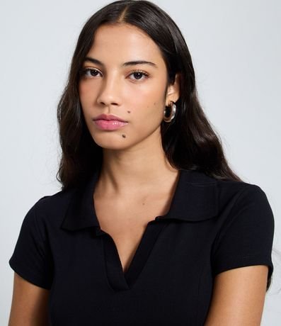 Blusa Peplum en Rib con Cuello Polo 3