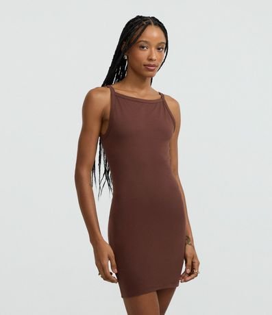 Vestido Corto en Algodón con Escote Canoa