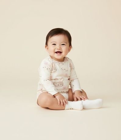Body Infantil con Estampa de Conejito – Talle 0 a 18 Meses