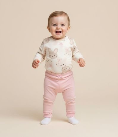 Body Infantil con Estampa de Conejito – Talle 0 a 18 Meses