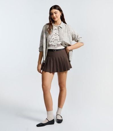 Short Pollera en Sastrería con Pliegues y Cinturón Ajustable