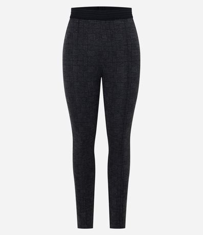 Pantalón Legging en Punto Roma con Nervuras y Cintura Elástica