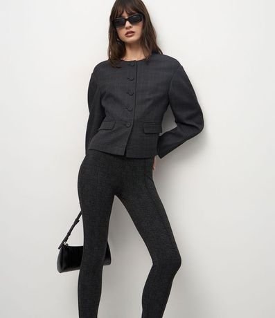 Pantalón Legging en Punto Roma con Nervuras y Cintura Elástica 2