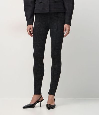 Pantalón Legging en Punto Roma con Nervuras y Cintura Elástica 3