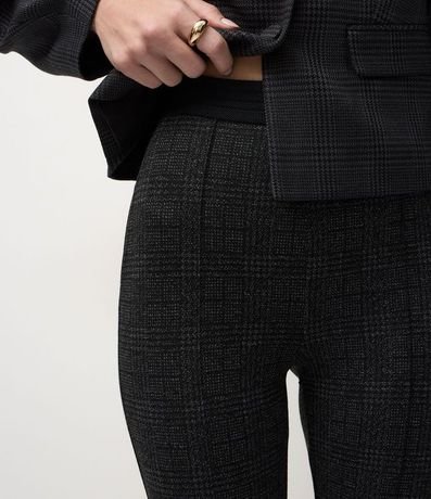 Pantalón Legging en Punto Roma con Nervuras y Cintura Elástica