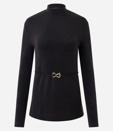 Blusa Alargada en Piquet con Cintillo y Cuello Alto 5