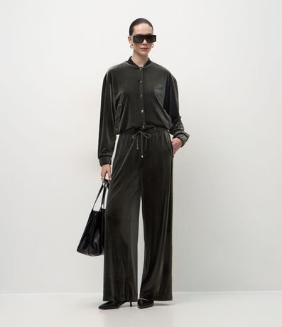 Campera Bomber en Terciopelo con Puños Ajustados 2