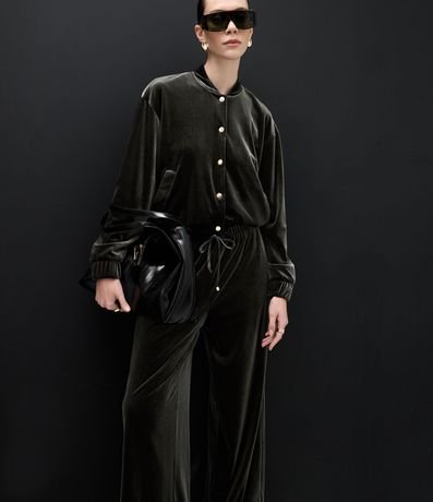 Campera Bomber en Terciopelo con Puños Ajustados 5