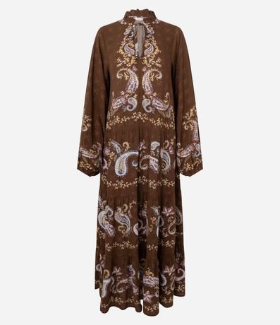 Vestido Midi en Viscosa con Cuello Alto y Estampa Paisley 5