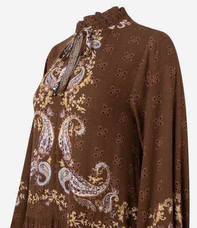 Vestido Midi en Viscosa con Cuello Alto y Estampa Paisley 6