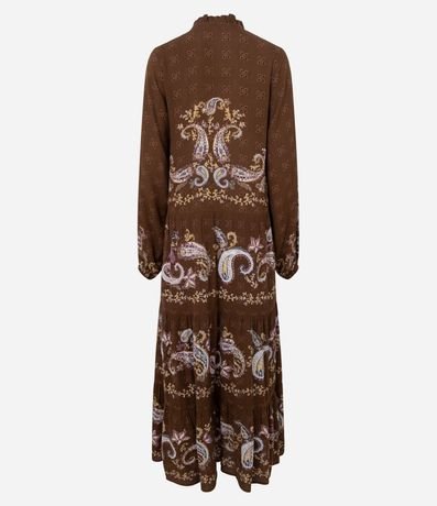 Vestido Midi en Viscosa con Cuello Alto y Estampa Paisley 7