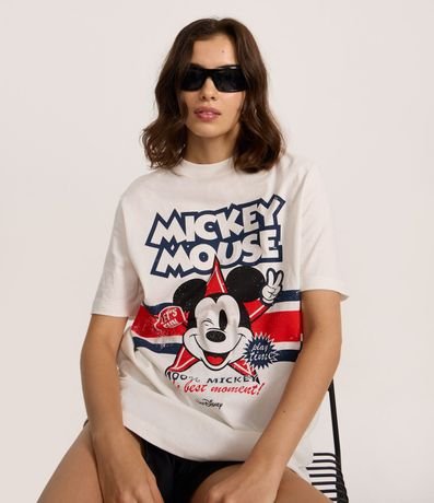 Remera en Algodón con Estampado y Lettering Mickey Mouse