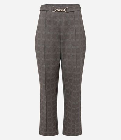 Pantalón Entallado con Estampa Escocesa y Aplique en la Cintura 5