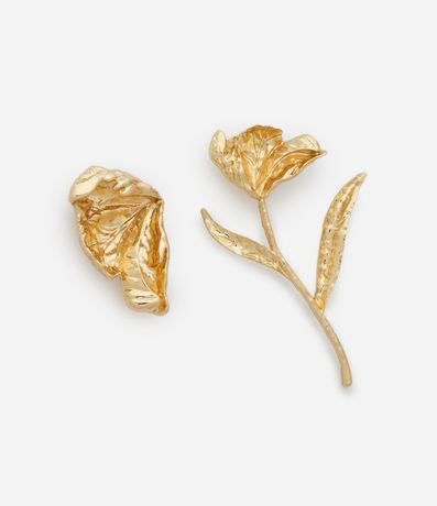 Caravana Mediana Media Flor Asimétrica Metalizada 2