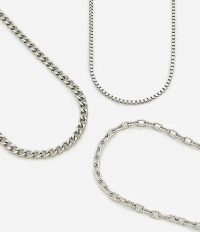 Kit con 03 Collares Cadenas en Metal