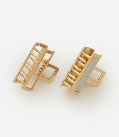 Kit 2 Pinzas Rectangulares Metal Light Gold 2