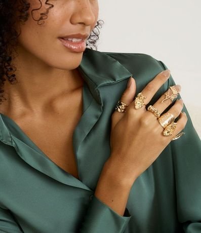 Kit 06 Anillos Metalizados con Texturas Diferentes