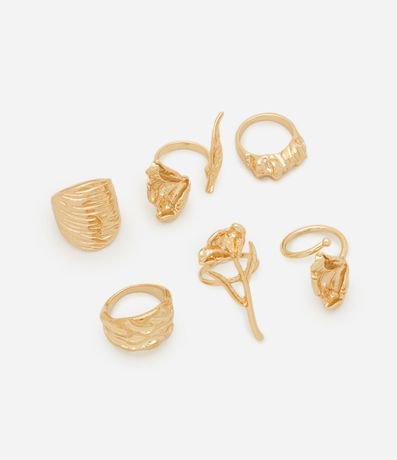 Kit 06 Anillos Metalizados con Texturas Diferentes 2