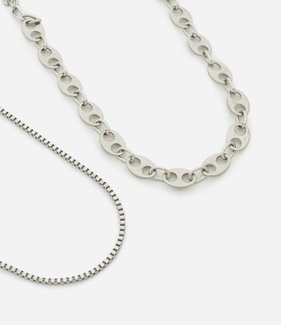 Kit 02 Collares Cadenas de Eslabones en Metal Liso