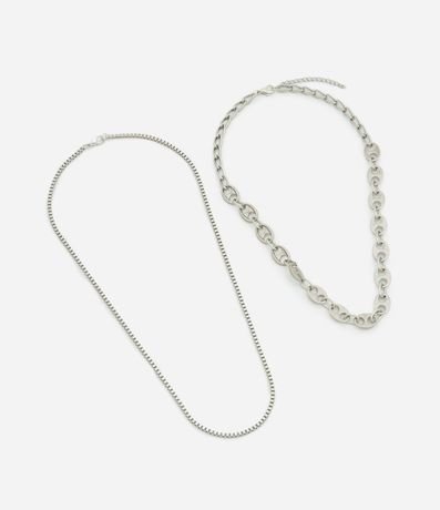 Kit 02 Collares Cadenas de Eslabones en Metal Liso 2