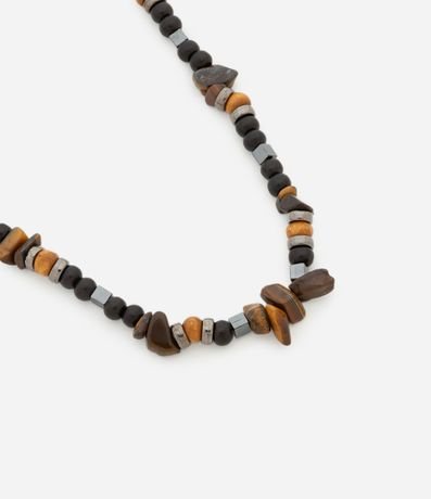 Collar de Gravas en Metal con Contas en Madera y Piedra