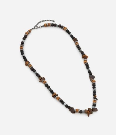 Collar de Gravas en Metal con Contas en Madera y Piedra 2