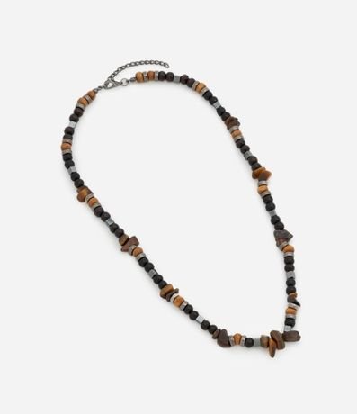 Collar de Gravas en Metal con Contas en Madera y Piedra 4