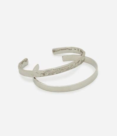 Kit 02 Braceletes Metalizados con Textura 2